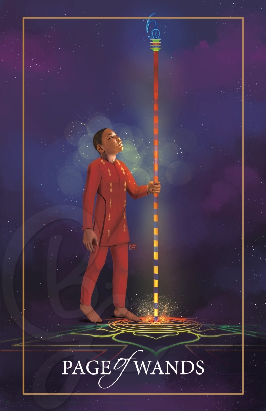 Page of Wands from the Cosmic Gateways Tarot - Poster Print